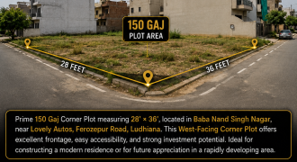 150 Gaj Corner Plot Available for Sale Near Lovely Autos, Ferozepur Road, Ludhiana