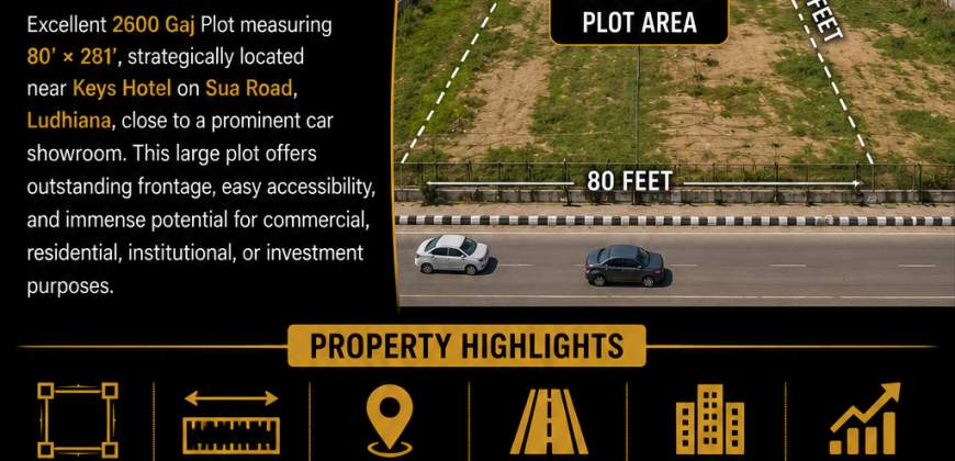 2600 Gaj Prime Plot Available for Sale on Sua Road, Ludhiana