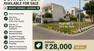 153.5 Sq. Yards Corner Plot Available for Sale in Basant Avenue, Ludhiana