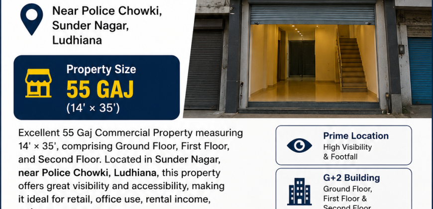 55 Gaj Commercial Shop Available for Sale in Sunder Nagar, Ludhiana