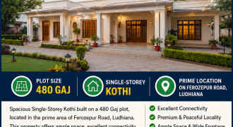 480 Gaj Single-Storey Kothi Available for Sale on Ferozepur Road, Ludhiana