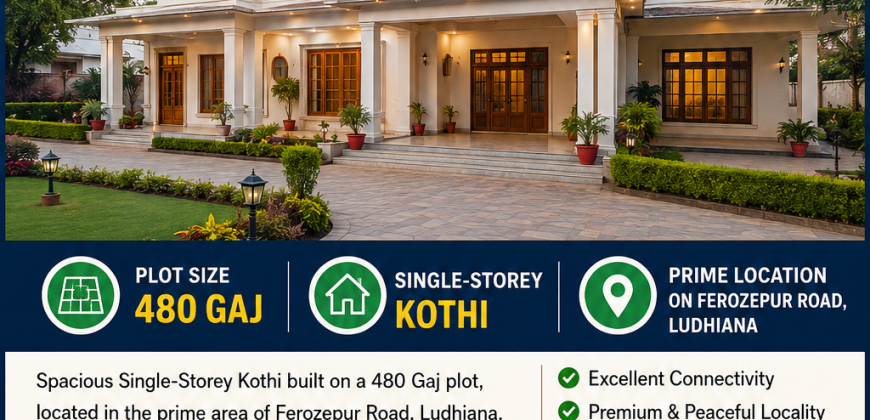 480 Gaj Single-Storey Kothi Available for Sale on Ferozepur Road, Ludhiana