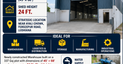 337 Gaj Warehouse Available for Sale Near Ayali Chowk, Ferozepur Road, Ludhiana