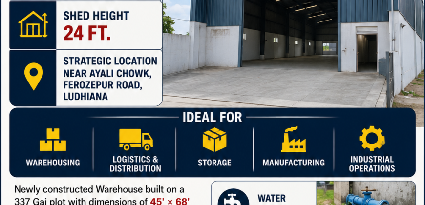 337 Gaj Warehouse Available for Sale Near Ayali Chowk, Ferozepur Road, Ludhiana