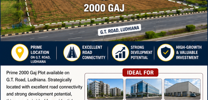 2000 Gaj Plot Available for Sale on G.T. Road, Ludhiana