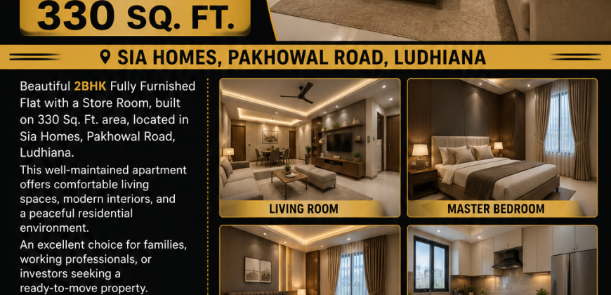 2BHK Fully Furnished Flat Available for Sale in Sia Homes, Pakhowal Road, Ludhiana